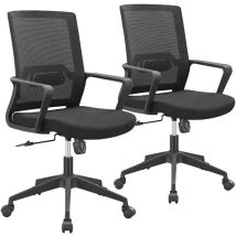 Set 2 Sedie Da Ufficio Ergonomiche, Operative Girevoli E Regolabili Con Supporto Lombare - 45x51x94/100h