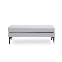 Banco final de cama MAX – Tela gris claro – Diseño industrial – Patas de metal negro