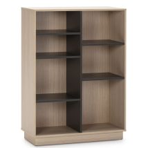 Libreria Scaffale Vigo 110x80 Cm, Scaffale Ufficio, Rovere E Grigio, 80 Cm (larghezza) 33 Cm (profondità) 110 Cm (altezza)