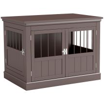 Jaula Para Perros Pequeños Mesa Auxiliar Moderna Con 3 Puertas Francés Con Cierre Magnético 78x53x59,3 Cm Café
