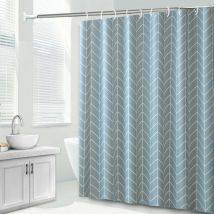 Chevron Pattern Shower Curtain - Grey Blue