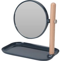 Miroir de maquillage ELEGANZA – Miroir grossissant double face – Bois de hêtre et verre – 225 x 140 x 230 mm – Disponible en bleu, gris chaud, gris 