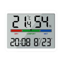 Termómetro E Higrómetro Digital Para Interiores Con Visualización De Fecha Y Hora, Monitor De Temperatura Y Humedad Interior, Color Blanco.