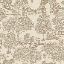Holden Decor - Zoo Lake Neutral Wallpaper Animal Print Trees Stylish Feature Wall