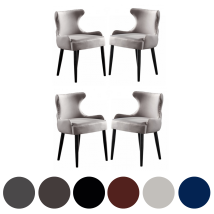 Life Interiors - Juego De 4 Sillas De Comedor De Terciopelo Oxford Lux - Silla Tapizada Para Comedor, Cocina - Gris Claro