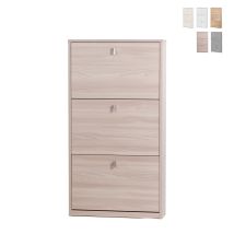 Sarmog - Zapatero Compacto Que Ahorra Espacio Con Tres Puertas Olmo Claro 63x18x H117 Cm