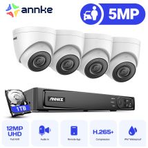 Annke - 8ch Cctv Kit 4k Nvr 4×5mp Ir Network Camera Night Vision Ip67 Motion Detection Remote View Security Camera System - 1tb Hdd