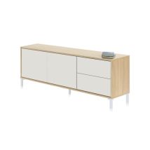 Usinestreet - Mesa Para Tv Brooklyn Color Roble Canadian Y Blanco Artik Salón Comedor Estilo Nórdico Mueble 47x130x41 Cm