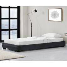 [corium] - Letto Singolo Hamar 90 X 200 Cm Rivestimento In Similpelle Nero Corium