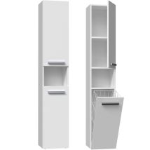Horti - Bathroom Furniture With Laundry Basket - 31x30x174 Cm - Bathroom Storage Column