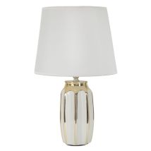 Tischlampe TAVOLO – Keramik – Höhe 40,5 cm – Durchmesser 25 cm – E27 – Weiß und Gold