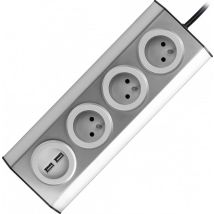 Orno Prise Usb Inox Moderne 3 Prises 2 Ports Usb
