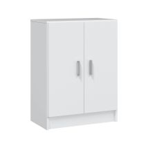 Mehrzweck-kabinett Memphis, Niedriger Beistellschrank Mit 2 Türen, Schuhregal Mit 1 Einlegeboden, Multifunktionsschrank, Cm 59x37h80, Weiß