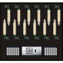 Bougies miniatures ivoire décoratives – Lot de 12 – Krinner – Boule de Noël – Largeur, Longueur, Finition métal, Matières