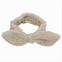 Cleafe - Fascia Per Capelli Doccia Shampoo Trucco Spugna Con Fiocco Annodato Beige 79615 -