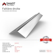 Bravo The Smart Solution - Faîtière Droite - Bac Acier - Tôle De Couverture - Toiture - H12 Galvanisé L=2m