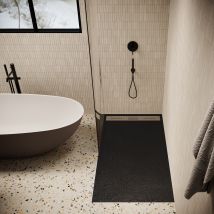 Stano. - Piatto Doccia Ultrasottile 90 X 180 Cm Lucia In Solicast Finitura Ardesia Nero