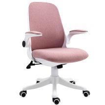 Vinsetto - Sedia Ergonomica Ad Altezza Regolabile In Simil Velluto Bianca E Rosa