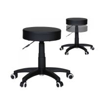 13casa - Tabouret De Bureau À Roulettes 50x50x44/55 Cm En Pu Noir