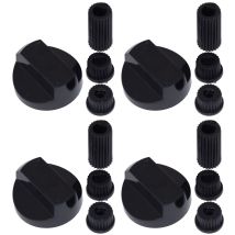 Ufixt - Universal Cooker Oven Grill Control Knobs And Adaptors Black Fits All Gas Electric X 4