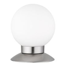 Defibrico - Princess Lampada Da Tavolo Led 3w 250lm, 3000k Metallo Acciaio Touch Dimmer Diffusore Sfera Vetro H.13cm