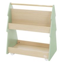 Estantería Infantil Con Balda Abierta 60x38x70,5 Cm Madera Diseño Abeto Verde-naturaleza Con 3 Baldas Y 4 Ruedas Práctica Y Decorativa Estantería De 