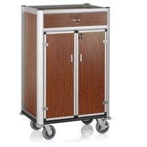 Chariot Minibar 85 X 60 X 135 Cm Portes Verrouillables Aspect Bois Foncé Aluminium Mdf - Was Germany