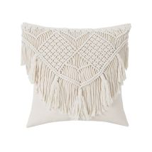Set Di 2 Fodere Per Cuscini In Macramè Bohémien, 45 X 45 Cm, Con Frange Decorative.