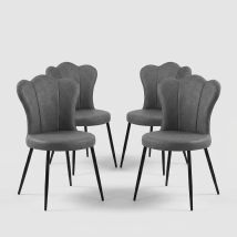 Set 4 Sillas Vintage Tapizadas En Ecopiel Para Sala De Estar Kamala Old - Gris
