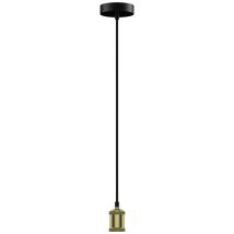 Pendelleuchte E27 Bronze – LightMe – 25W – Textilkabel schwarz – Vintage-Stil – Metall-Baldachin