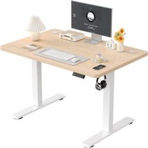 Devoko Höhenverstellbarer Stehtisch, 100 X 60 Cm, Stehtisch, Schreibtisch Mit Spleißplatte, Cremeweißer Rahmen/beige Platte