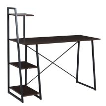 SVITA Eckschreibtisch Combo 1 mit Regal in Nussbaumholz-Optik und schwarzem Metallgestell 120 x 48 x 75/117 cm