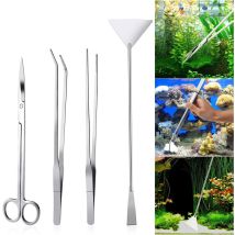 Zolginah Kit De Herramientas De Acuario De Acero Inoxidable De 4 Piezas, Alicates, Tijeras, Espátula Para Plantas Acuáticas, Accesorios, Juego De 