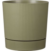 Vaso Da Fiori Con Riserva Rotondo - Garden Id - Lino - Ø 29 - 14 L - H 29 Cm - Verde Muschio