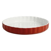Crealys 512735 - Pirofila In Ceramica Per Torta Bassa, 28 Cm, Colore Rosso Lampone