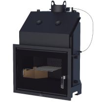 Bronpi - Insert À Bois Chauffage Central Tecno-hydro 21 Kw Porte Fonte - Avec Vitre Sérigraphiée Noire - Sans Kit