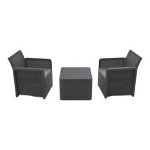 Giardino/veranda Set 2 Sedie + 1 Tavolino Nassau Tête-à-tête, Antracite