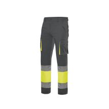 Pantalón 100% Algodón Bicolor Alta Visibilidad 303007 Xxl - Amarillo Flúor / Gris