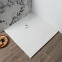 Kiamami Valentina - Piatto Doccia 80x80 In Resina Bianco Effetto Pietra Muse