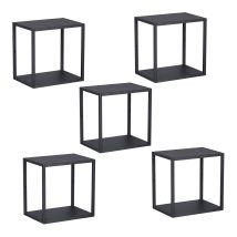 Set Di 5 Mensole Da Parete In Acciaio Nero 28 X 28 X 20 Cm 030010663