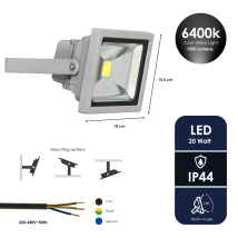 Smartwares Outdoor Led Floodlight, Silver, 20 W, Ip65, A+ Energy Rated 10.051.67