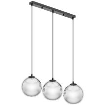 Uniprodo Lámpara colgante moderna 3 bombillas E27 vidrio negro plata 60W 60x6x192cm