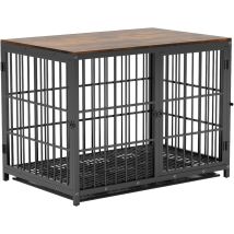 Bingopaw Jaula Perro Metalica Con Mesa Madera Cuerpo Conectable, (108x72x81 Negro)