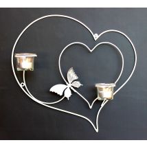 Photophore Mural Coeur 39 Cm Blanc Photophore En Métal Bougie Murale