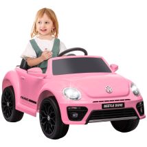 Aiyaplay - Volkswagen Beetle Licensed 12v Ride On Car W/ Remote Control, Pink