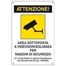 Stamplast Cartello 30x20cm Videosorveglianza Con Rilevamento 4h Alluminio
