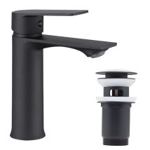 Ubeegol - Schwarzes Badezimmer-wasserhahn-set Und Pop-up-ablauf Mit Automatischem Überlauf Waschbecken-wasserhahn Mit Waschbecken-abfluss