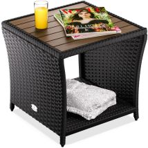 Casaria Tavolino In Legno Polyrattan Acacia 45x45x40cm Carico Max 80kg Tavolo Da Esterno Giardino Arredo Balcone Black (en)