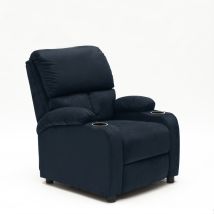 Poltrona Relax Reclinabile Con Poggiapiedi In Microfibra Velluto Laura - Blu