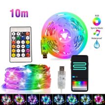 Striscia Led 10 Metri Bluetooth Rgb Smart 10m Con Telecomando App Natale Ip67